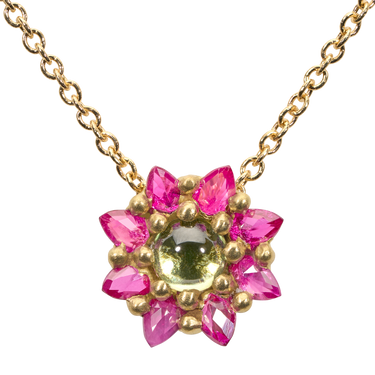 Green & Pink Daisy Necklace - 11669